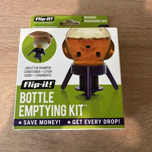 Flip-It! Bottle Emptying Kit Bottle Cap Condiment Lotion Shampoo | New In Box - Picture 1 of 1